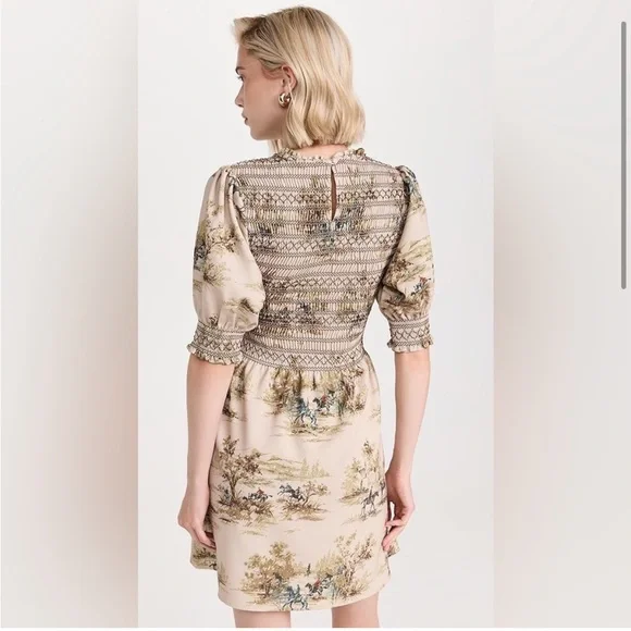 New Hill House Vivi nap mini dress in multi equestrian toile stretch crepe - Picture 4 of 12